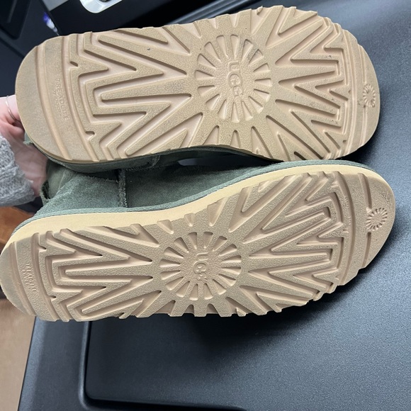 UGG Olive Green Suede Slip-On Boots - Picture 4 of 7